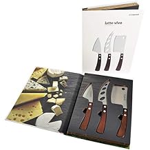 Legnoart Latte Vivo 3-Piece Cheese Knife Set with Dark Wood Brown Handle