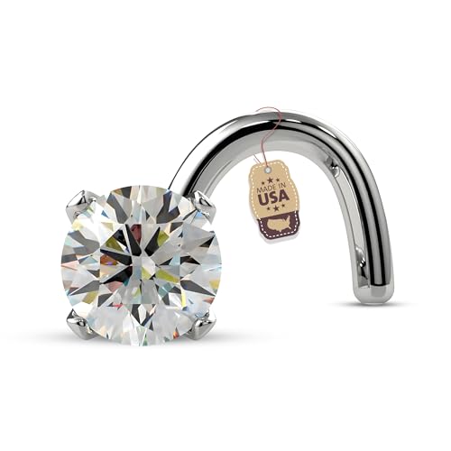 FreshTrends Diamond Nose Ring – 18G 1.5mm (0.015 ct. tw) Genuine Diamond Nose Stud – 14K Real Gold Nose Ring Twist Screw – Made in USA