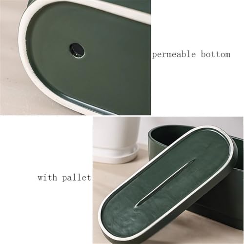 Pot de fleur rectangulaire en céramique avec soucoupe intégrée - 4