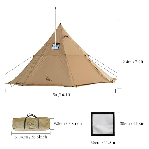 Carpa grande tipo tipi con salida para estufa para camping de 4-8 personas miniatura 6