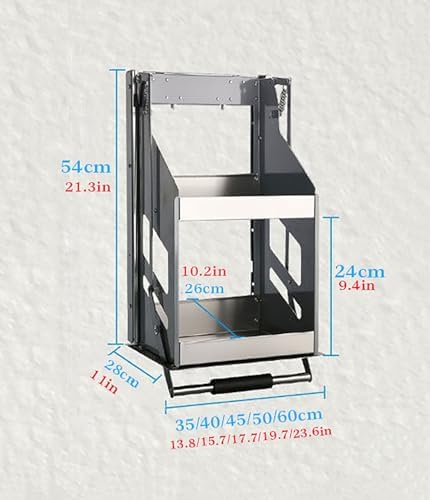 Heavy-Duty 2-Tier Pull Down Shelf for Upper Cabinets, Space-Saving Folding Organizer, Convenient Wall-Mounted Storage Solution (60cm Cabinet H 62cm)