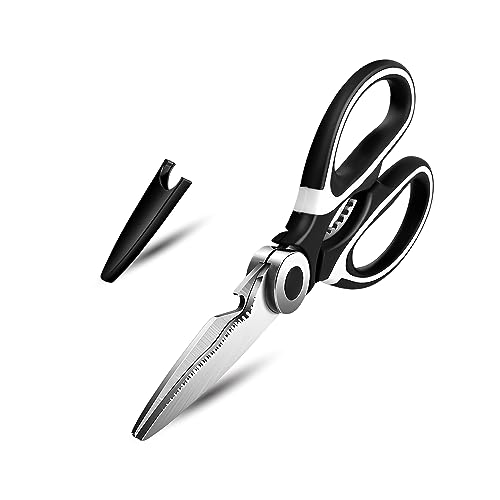 KISUOMAOYI Heavy Duty Kitchen Scissors Sharp Kitchen Scissors Multipurpose Utility Stainless Steel Scissor Kitchen Shears for Chicken PoultryMeat Vegetables Herbs BBQ Bottle & Jar Opener(Black)
