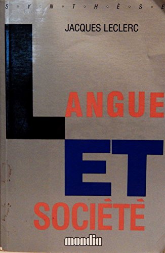 Preisvergleich Produktbild Langue et societe (Synthes[e]) (French Edition)