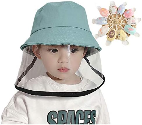 Upgrade Girls Anti-Saliva Spitting Protective Hat Removeable Face Shield Boy Bucket Hats(2-4 Years Old Kids)