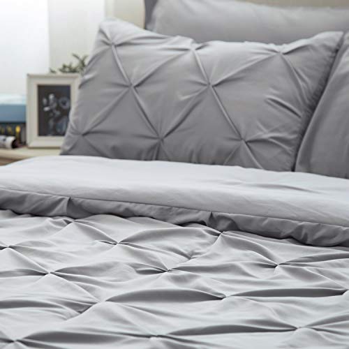 Bedsure Queen Comforter Set - Bed In A Bag Queen 8 Pieces, Pintuck Bedding Sets Grey Bed Set With Comforters, Sheets & Skirt, Pillowcases & Shams #TOP5