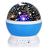 Kids Star Night Light, 360-Degree Rotating Star Projector, Desk Lamp 4 LEDs 8 Colors Changing with USB Cable, Best for Children Baby Bedroom and Party Decorations