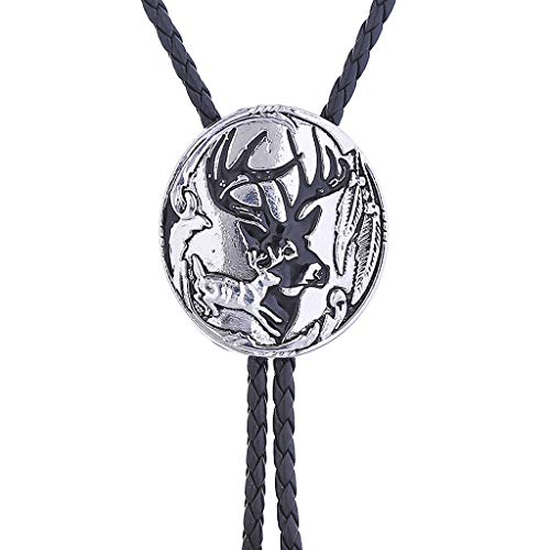 Huabola Calyn Elk Bolo Tie, Western Native American Cowboy Rodeo Deer Bolo Ties For Men #TOP1