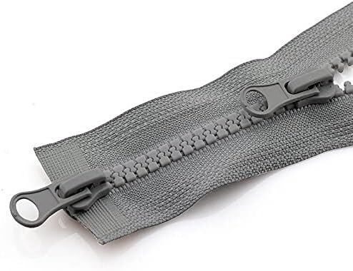 Fermeture éclair double curseur grise 80cm pour réparer une veste