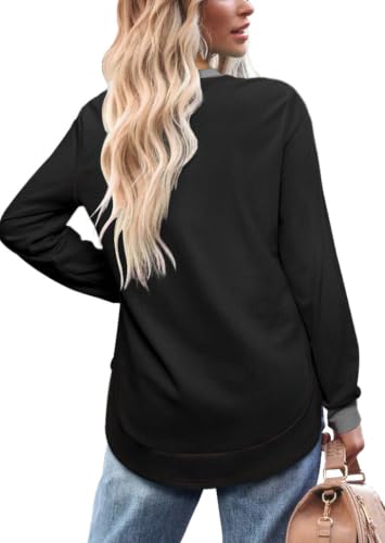 Image of OFEEFAN Womens Sweatshirt Crewneck Long Sleeve Shirts High Low Tops Curved Hem