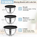 TeamFar Mélanger des bols, des salades en acier inoxydable avec ensemble de lids hermétiques, pour le service / mélange / stockage, santé & Long terme, lave-vaisselle sans danger & Facile à nettoyer, 4.6/3 / 1.5 QT, noir