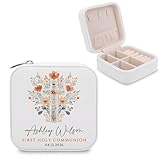 Regalos personalizados de primera comunión para niñas, caja de joyería personalizada con nombre y fecha, elegante recuerdo para rosario y baratijas, regalos únicos de comunión para niñas, nieta