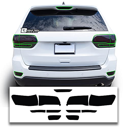 BOGAR TECH DESIGNS Tinted Taillight Third Brake Rear Bumber Reflector Light Overlay Tint Covers Compatible with Jeep Grand Cherokee 2014-2021, Dark