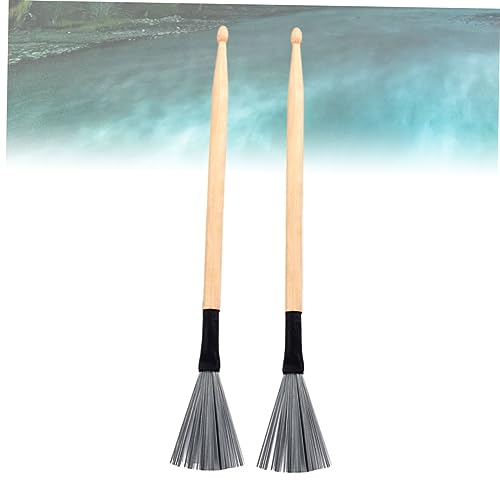 ibasenice 2 piezas de cepillos para batería de alambre de acero y baquetas para tocar jazz, cómodos para principiantes y profesionales, versátiles para todos los estilos musicales miniatura 7