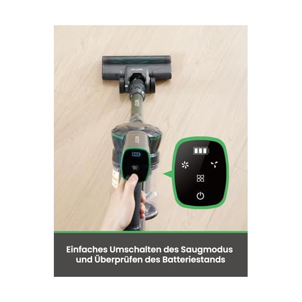 Vactidy Blitz V9Pro Akku Staubsauger mit HyperMotor™ 200W Bürstenloser Motor, Staubsauger Kabellos bis zu 50min Laufzeit, 30KPa Akkustaubsauger, Kabelloser Staubsauger Tierhaare für Hartboden Teppich – Bild 5