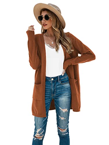Image of TASAMO Cardigan Sweaters for Women Long Sleeve Open Front Casual Knit Fall Coat Oversized Soft Outwear with Pockets