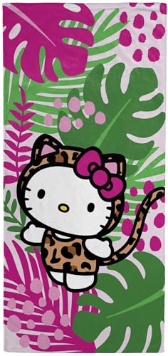 Jay Franco Hello Kitty Bath Pool Beach Towel - Tropical Super Soft & Absorbent 100% Cotton Towel Measures 28 x 58