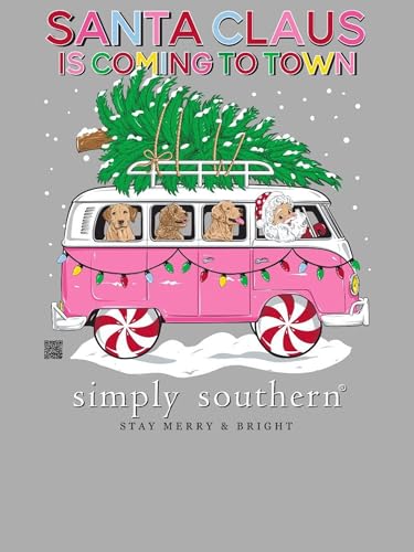 Image of Simply Southern Youth | Santa Claus is Coming to Town | Preppy and Stylish Girl's Gray Relaxed-Fit Small Long Sleeve T-Shirt
