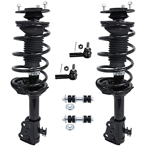 Image of Detroit Axle - 6PC Complete Front Struts & Coil Springs with Sway Bars and Outer Tie Rods for 2003-2005 Toyota Echo Power Steering