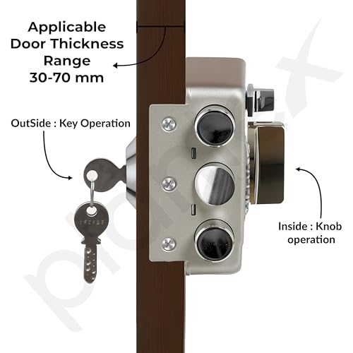 Image of Plantex Heavy Duty Rim Locks for Main Door /Night Latch Lock with 4 Keys /Tribolt Lock with 5 Years of Warranty /Suitable for Inside Opening Door- Pack of 1 (Satin White & Chrome)