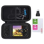 Khanka Hard Carrying Case for RG35XX H Linux Retro Handheld Game Console,Storage Protective Cover with 1 HDMI Adapter,1 Screen Protector,Black(Case Only)