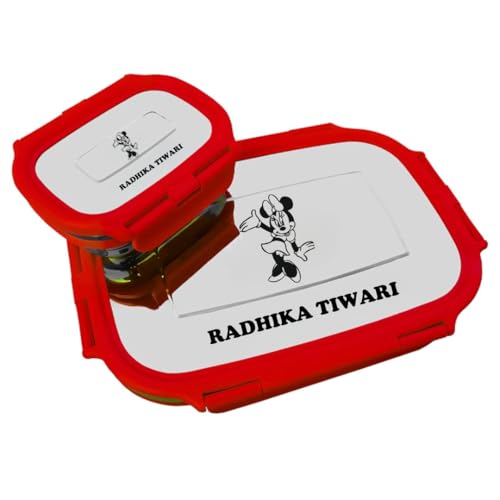 Image of ncgifts Personalized Tiffin | Customized Lunch Box | Personalized Stainless Steel Tiffin Box | Your Child's Name and Favourite Character Engraved | for Scholl Students (Red)