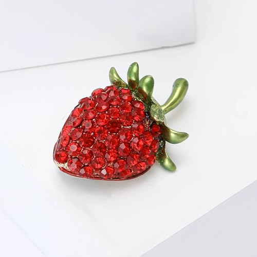 Image of Enamel Fruit Brooch for Women Rhinestones Fruit Lapel Pin Elegant Fruit Brooches Jewelry Gift, Perfect for Dresses Hat Bag
