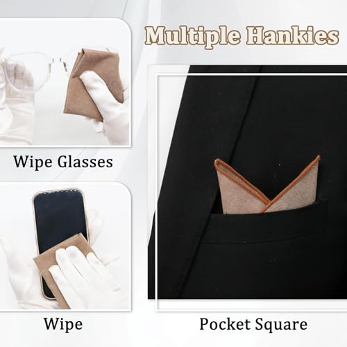 Image of LJBFNN Pocket Squares Handkerchiefs for Men Soft Cotton Mens Womens White Pocket Square with Holder for Suit Wedding Business