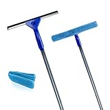 Masthome Kit de Nettoyage Fenêtres, Raclette à Vitre Professionnelle avec Manche Long, Brosse Microfibre et 1 Tète Interchangeable, Raclette en Caoutchouc pour Fenêtres, Salle de Bain, Sol