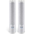 VEVOR CTO Whole House Water Filter, 20 x 4.5 Inch Universal Fit, Activated Carbon Block Cartridge Replacement, 5 Micron Coconut Shell Charcoal Filters, Reduces Chlorine, Taste & Odor, 2 Pack