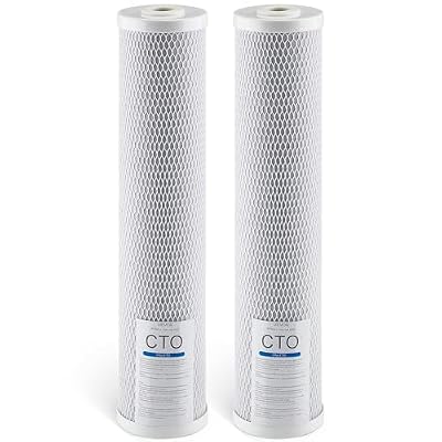 VEVOR CTO Whole House Water Filter, 20 x 4.5 Inch Universal Fit, Activated Carbon Block Cartridge Replacement, 5 Micron Coconut Shell Charcoal Filters, Reduces Chlorine, Taste & Odor, 2 Pack