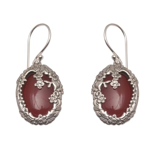 Boucles d'oreilles pendantes Dreamy Forest en argent et cornaline