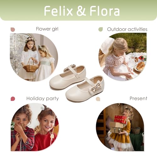 Image of Felix & Flora Toddler Flower Girl Dress Shoes - Baby Girl Ballet Mary Jane Flats for Party School Wedding