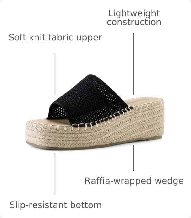 Image of Shoe'N Tale Platform Espadrille Sandals for Women Wedges Slip On Mules Sandals Open Toe Slides Bohemia Beach Heels Sandals