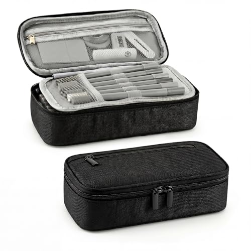 CNMTCCO Federmäppchen 5 Fächer, großer Vorrat federmäppchen große Größe mäppchen teenagerfeder mäppchen Unisex (Schwarz)