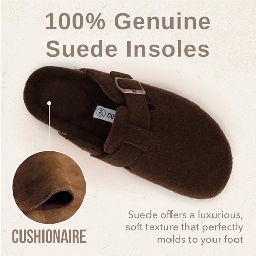 Image of CUSHIONAIRE Hana Womens Clogs | Comfortable Vegan Suede Clogs for Women | Slip On Potato Shoes with Cork Footbed & Arch Support | Memory Foam, Wide Widths Available