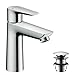 Price comparison product image hansgrohe Talis E - bathroom tap with push-open waste set, bathroom sink tap with spout height 110 mm, basin mixer tap water-saving (EcoSmart), chrome