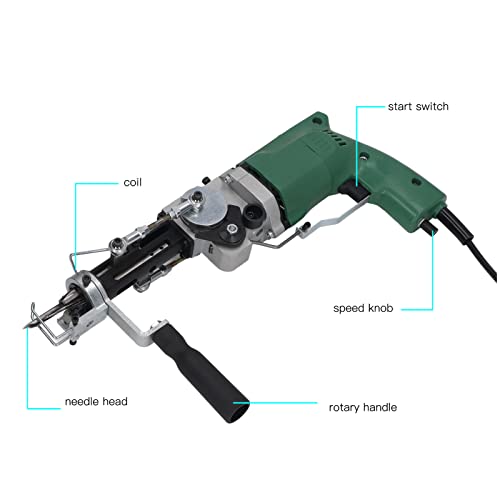 Carpet Tufting Kit, Carpet Tufting Tool Green 2 In 1 Handheld High Speed Multiple Purpose Carpet Weaving Machine For Rug Diy 100‑240V(Us) #TOP7