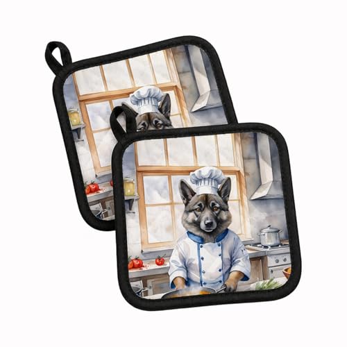 Caroline's Treasures Norwegian Elkhound Set of 2 Kitchen Pot Holders