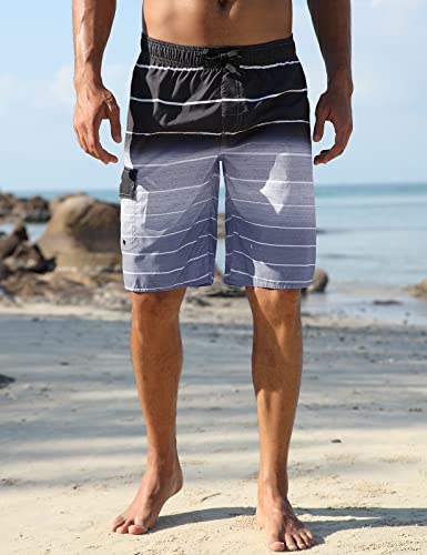Image of Nonwe Men's Beachwear Quick Dry Striped Board Shorts