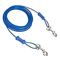 Petphabt heavy duty Dog tie out cable 10ft(3m) for large dog outdoor yard camping garden park pet tie out cable Blue 125lbs