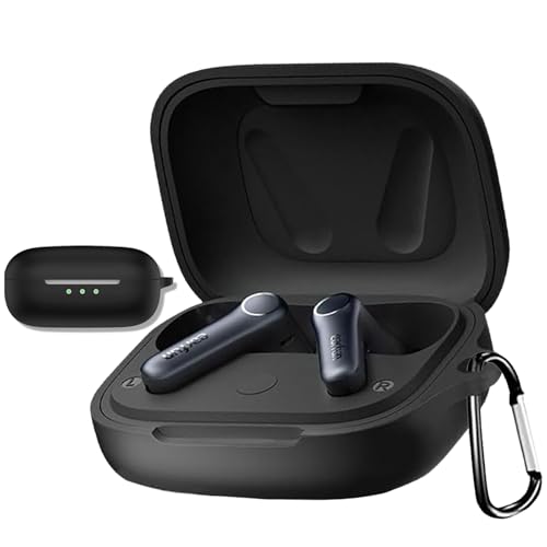 【CIOODDW 】earfun air pro 4 ケース 対応 earfun air pro 4 液状シリコン イヤーファンエアプロ4 ケース 全面保護 装着充電可能 落下防止 キズ防止 耐衝撃 防塵 防水 軽量 収納 カラビナ付き(ブラック)