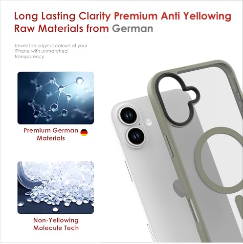 Image of for iPhone Case 16, [Anti-Yellowing Technology] [Military Grade Drop Protection] Shockproof Slim Hybrid Phone Case for iPhone 16 - Grey