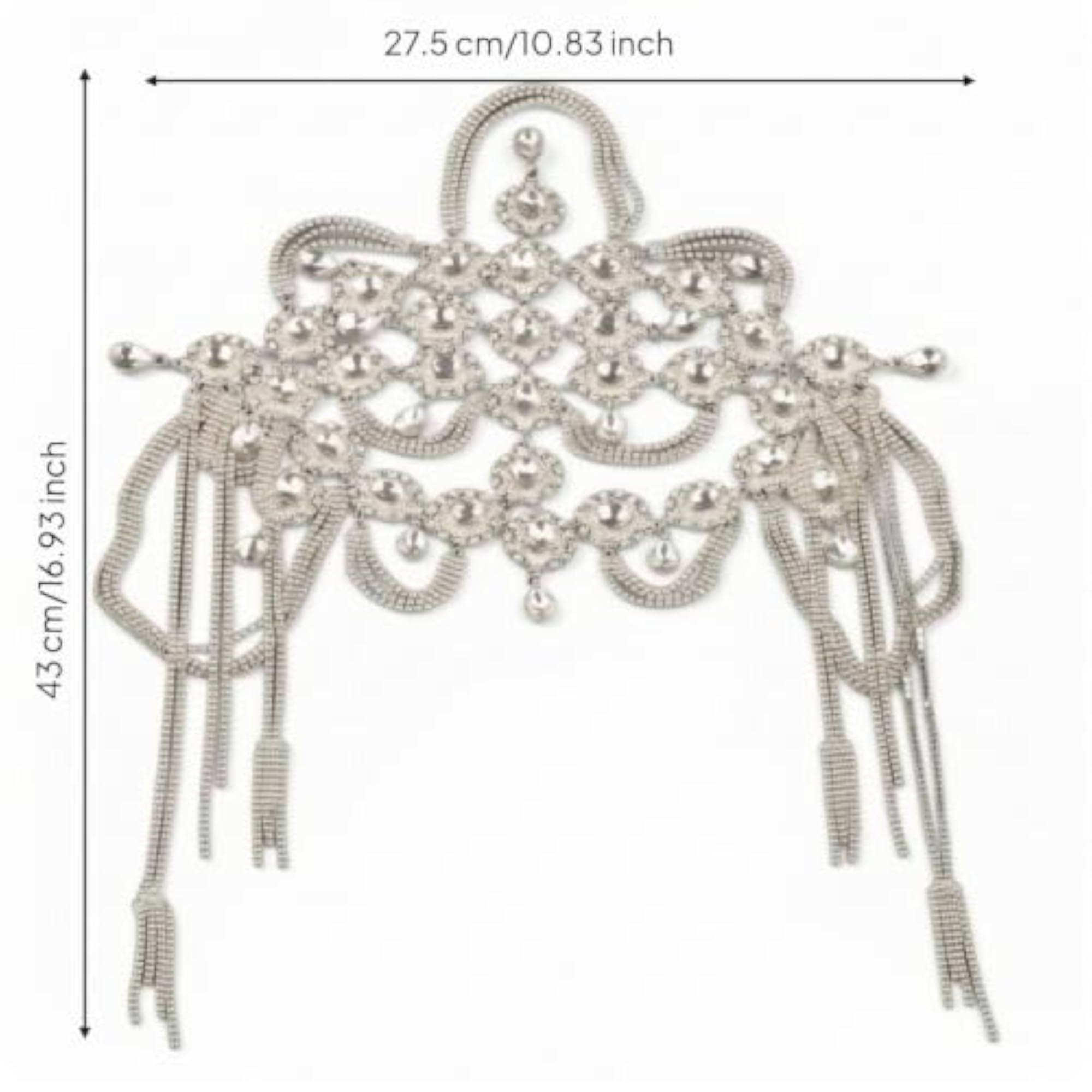 Silver-Tone Rhinestone Hair Headpiece with Tassels