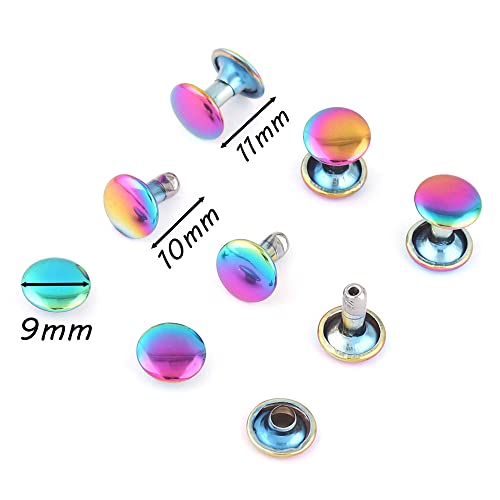 Yewin 1920002 Bronze Tubular Double Cap Rivets - 9Mm Rainbow Metal Button Round Rapid Rivet,Rivet Studs For Purse Bags Handbags Shoes Belts Leather Craft Repair thumb #1