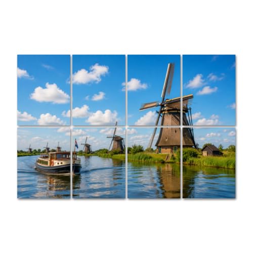8 Paneles Decorativos Acústicos Arte Paneles Tradicionales Molinos de Viento Holandeses Absorbentes de Sonido 48"x32" para Estudio de Grabación Oficina Hogar Sala de Juegos miniatura 1