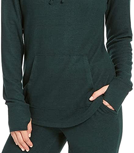 Ideology Women's Mushy-Knit Hoodie Deep Pine Small #TOP2