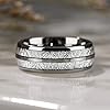 Three Keys Jewelry Mens Tungsten Meteorite Hunting Carbide Unisex Viking Wedding Band Rings for Men 8mm Comfort Fit Vintage Silver Size 9.5 #1