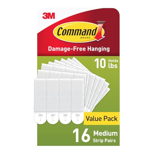 Command Picture Hanging Strips, Medium, White, Holds up to 12 lbs., 16-Pairs (32-Strips), Easy to Open Packaging by Command - Used condition - US$10.57