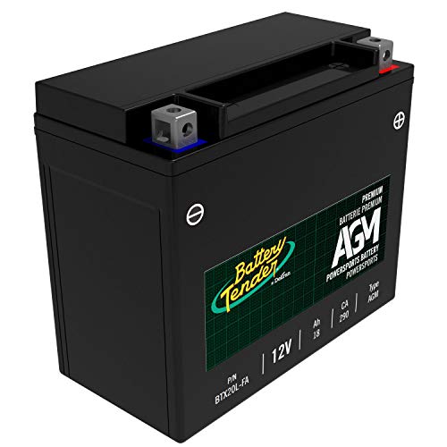 Battery Tender AGM Motorcycle Battery: Absorbent Glass Mat Battery for Motorcycles, ATVs, UTVs and More - High Performance 12V 18aH 290 CCA Powersports Engine Start Battery - BTX20L-FA