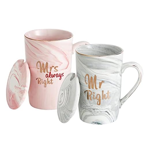 Swuut Tazas de café de 14 onzas, regalos para parejas, bodas, aniversarios, cumpleaños, amigos/compañeros de trabajo, divertidos regalos lindos (tazas de cerámica señora y señora siempre derecha)